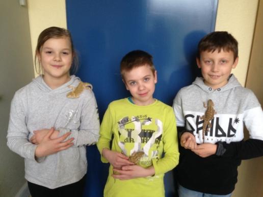 Elisabeth, Jonas und Quentin, unsere "Bartagamen-Beauftragten"